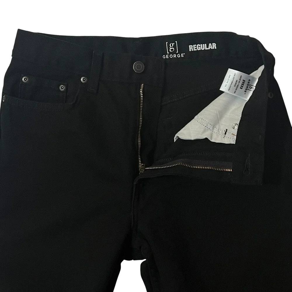 George‎ Regular Fit Jeans Black Denim 100% Cotton Men's 29x32 Pockets Straight
